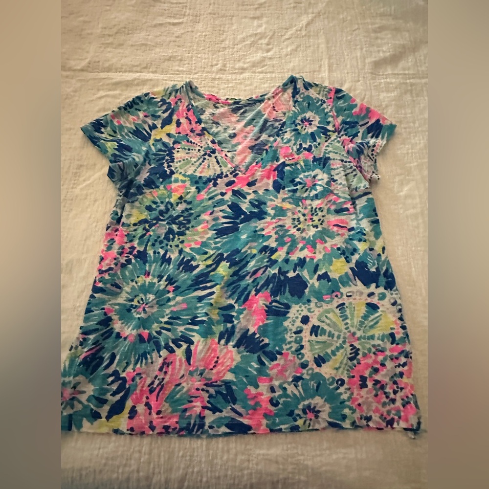Lilly Pulitzer Multicolor Floral V-Neck Top